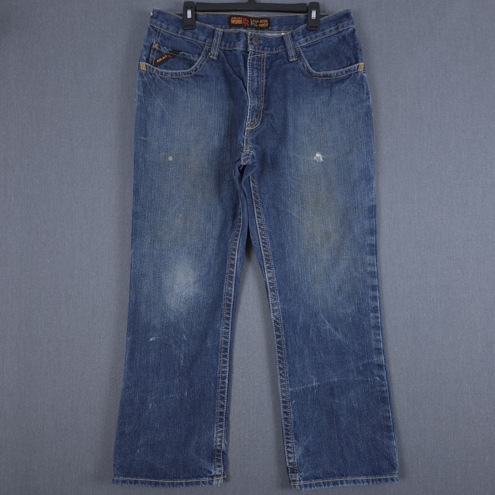 Ariat‎ FR M4 Relaxed Basic Boot Cut Jeans Mens 36x30 (Fits 34x29) Low Rise Denim